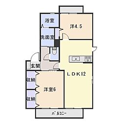 カサベルデC 2LDKの間取図画像