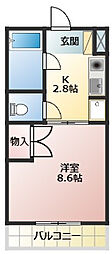 ユーアイハイツ 1Kの間取図画像