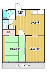 ライムライト市川A 2DKの間取図画像