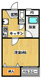 サンシティー柳川 1階1Kの間取り