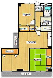 ライオンズマンション高槻 2LDKの間取図画像
