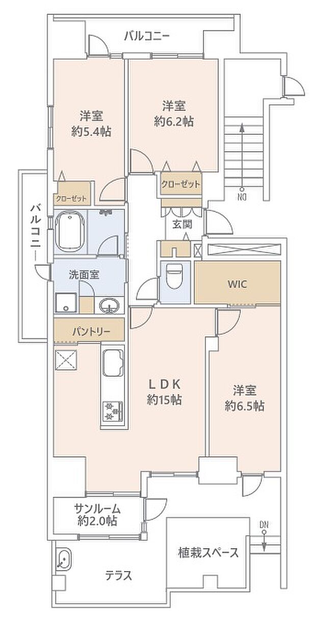 ウェルシティ横須賀ポートバレーヌ２番館　新規リフォーム中(3LDK) 1階/１０４号室の間取り