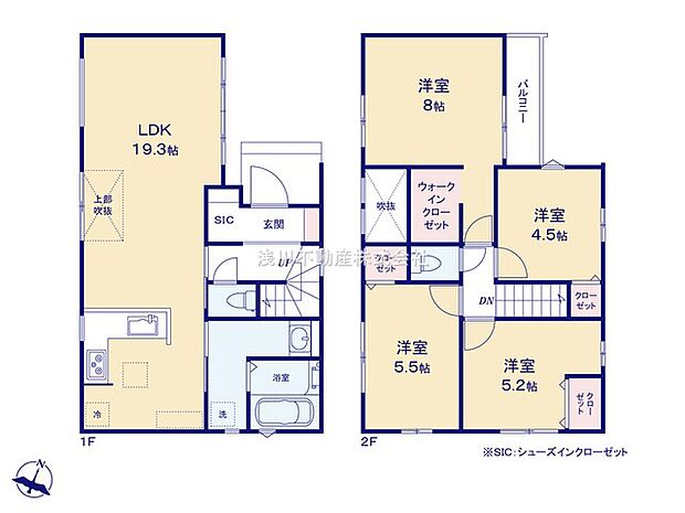 〜東向き4LDK　1階は開放感のあるワンフロアリビングの間取りです〜