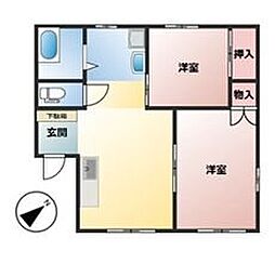 JR中央本線 西八王子駅 徒歩10分の賃貸アパート 1階2DKの間取り