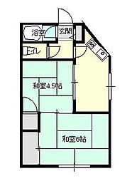 JR中央本線 西八王子駅 徒歩10分の賃貸アパート 2階2Kの間取り