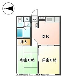 JR五日市線 秋川駅 徒歩17分の賃貸アパート 1階2DKの間取り