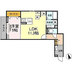 京王相模原線 京王堀之内駅 徒歩11分の賃貸アパート 1階1LDKの間取り