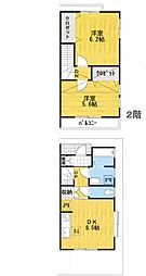JR五日市線 東秋留駅 徒歩15分の賃貸テラスハウス 2DKの間取り