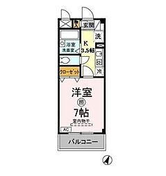 JR青梅線 東青梅駅 徒歩4分の賃貸マンション 2階1Kの間取り