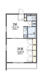 JR青梅線 拝島駅 徒歩21分の賃貸アパート 2階1DKの間取り