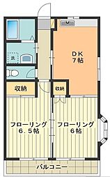 JR八高線 箱根ケ崎駅 徒歩12分の賃貸アパート 2階2DKの間取り