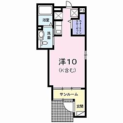 京王線 平山城址公園駅 徒歩10分の賃貸アパート 1階ワンルームの間取り
