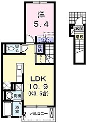 JR五日市線 秋川駅 徒歩3分の賃貸アパート 2階1LDKの間取り