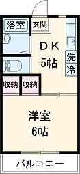JR中央本線 八王子駅 バス7分 浅川橋下車 徒歩3分の賃貸マンション 2階1DKの間取り