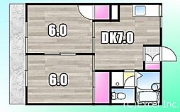 JR中央本線 西八王子駅 バス10分 神社前下車 徒歩11分の賃貸アパート 1階2DKの間取り