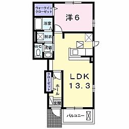 JR中央本線 高尾駅 徒歩23分の賃貸アパート 1階1LDKの間取り
