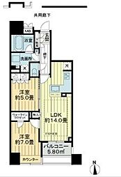 JR中央本線 八王子駅 徒歩7分の賃貸マンション 4階2LDKの間取り