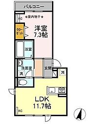 京王相模原線 京王堀之内駅 徒歩8分の賃貸アパート 2階1LDKの間取り