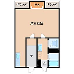京王線 京王八王子駅 徒歩16分の賃貸マンション 2階1Kの間取り