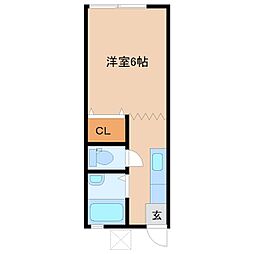 京王線 百草園駅 徒歩9分の賃貸アパート 1階1Kの間取り