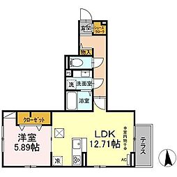 JR中央本線 西八王子駅 徒歩17分の賃貸アパート 1階1LDKの間取り