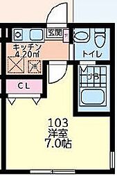 JR八高線 北八王子駅 徒歩11分の賃貸アパート 1階1Kの間取り