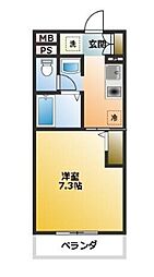 多摩都市モノレール 万願寺駅 徒歩5分の賃貸マンション 1階1Kの間取り