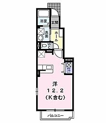京王高尾線 狭間駅 徒歩13分の賃貸アパート 1階1Kの間取り