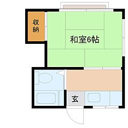 京王高尾線 めじろ台駅 徒歩8分の賃貸アパート 2階1Kの間取り