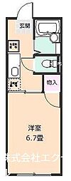 ハイツ中宿No.6 1Kの間取図画像