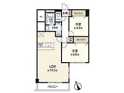 ユニハイム八王子 2LDKの間取図画像