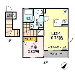 メタルラグーン 1LDKの間取図画像