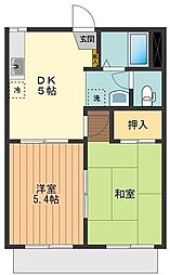 グリーンハイツ 2DKの間取図画像