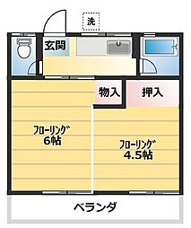 ハイツたなか 2Kの間取図画像