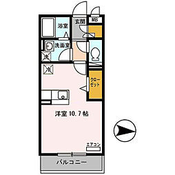 オーシャンコートＴ 1階ワンルームの間取り