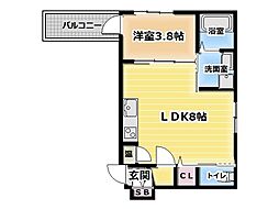 F　asecia Magnolia 3階1LDKの間取り