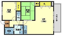 マンショングランメール 4階2LDKの間取り