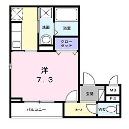 栄町アパート 3階1Kの間取り