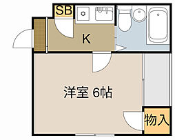 サンシャイン香里P-2 1Kの間取図画像