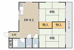 グリーンハイツ門真 5階2DKの間取り