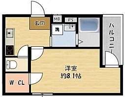 フジパレス門真大倉町ノース 2階1Kの間取り