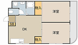 アフルエンス 2DKの間取図画像