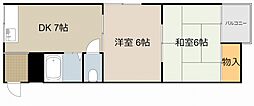 秀和第一ハイツ 2DKの間取図画像