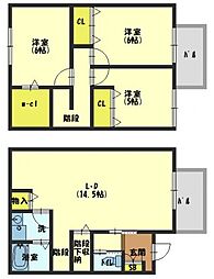 メゾン・ボヌールB 3LDKの間取図画像