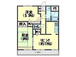メゾンエイコー寝屋川B棟 2LDKの間取図画像