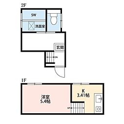 北沢4ビル 2階1Kの間取り