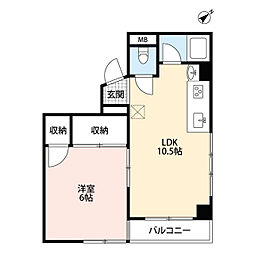 エヴァーグリーン本千葉 1LDKの間取図画像