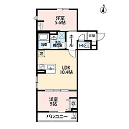 世田谷区祖師谷6丁目マンション 2LDKの間取図画像
