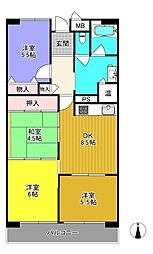 薬師寺アーバンライフ 4DKの間取り