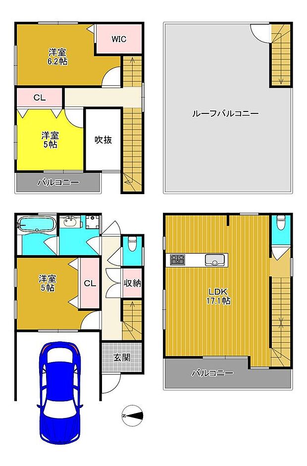 大阪市旭区清水３丁目(3LDK)の間取り